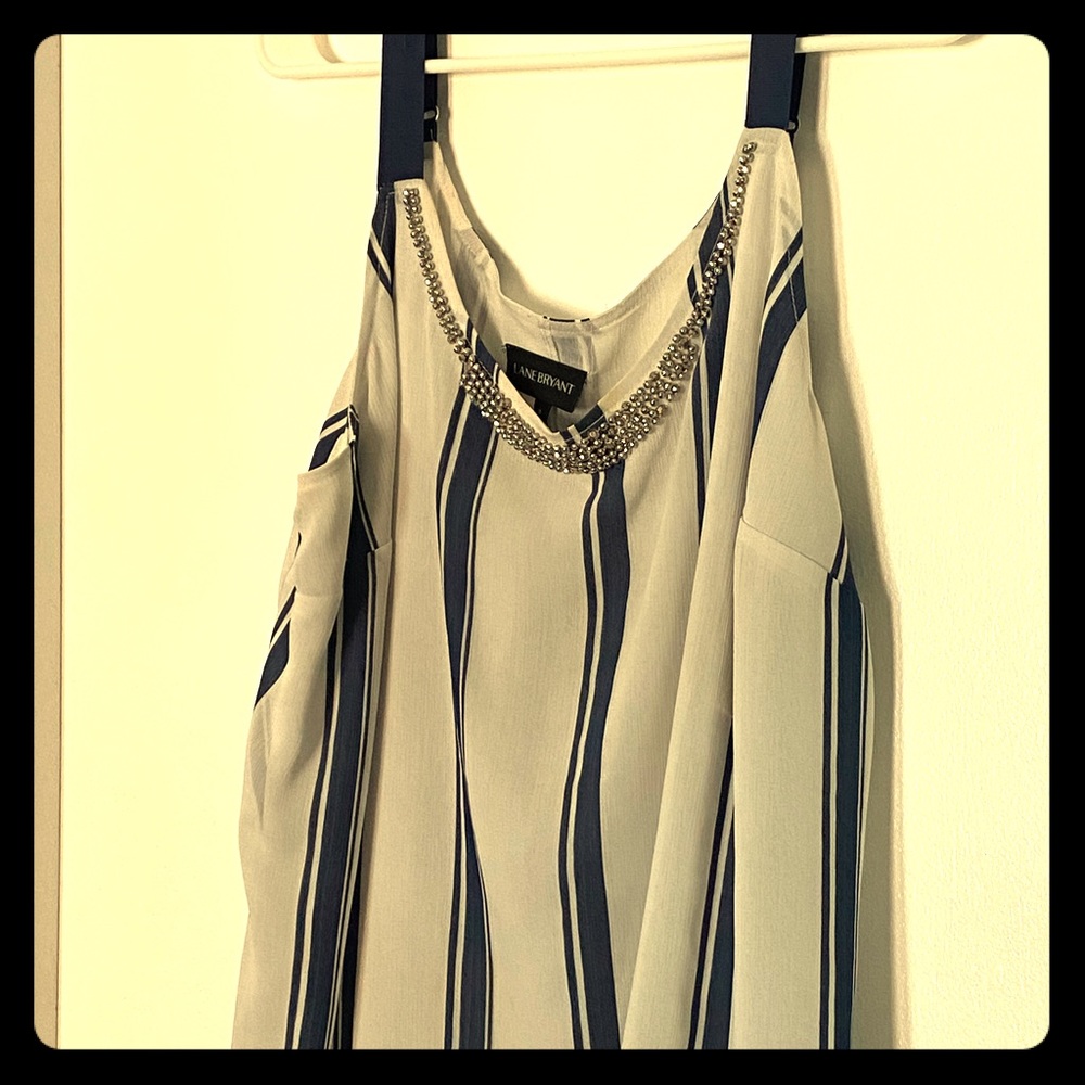 White / Blue navy blouse .